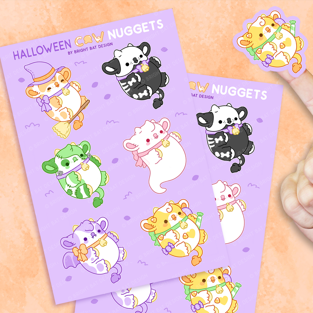Halloween Cow Nuggets Sticker Sheets (2 Pack)