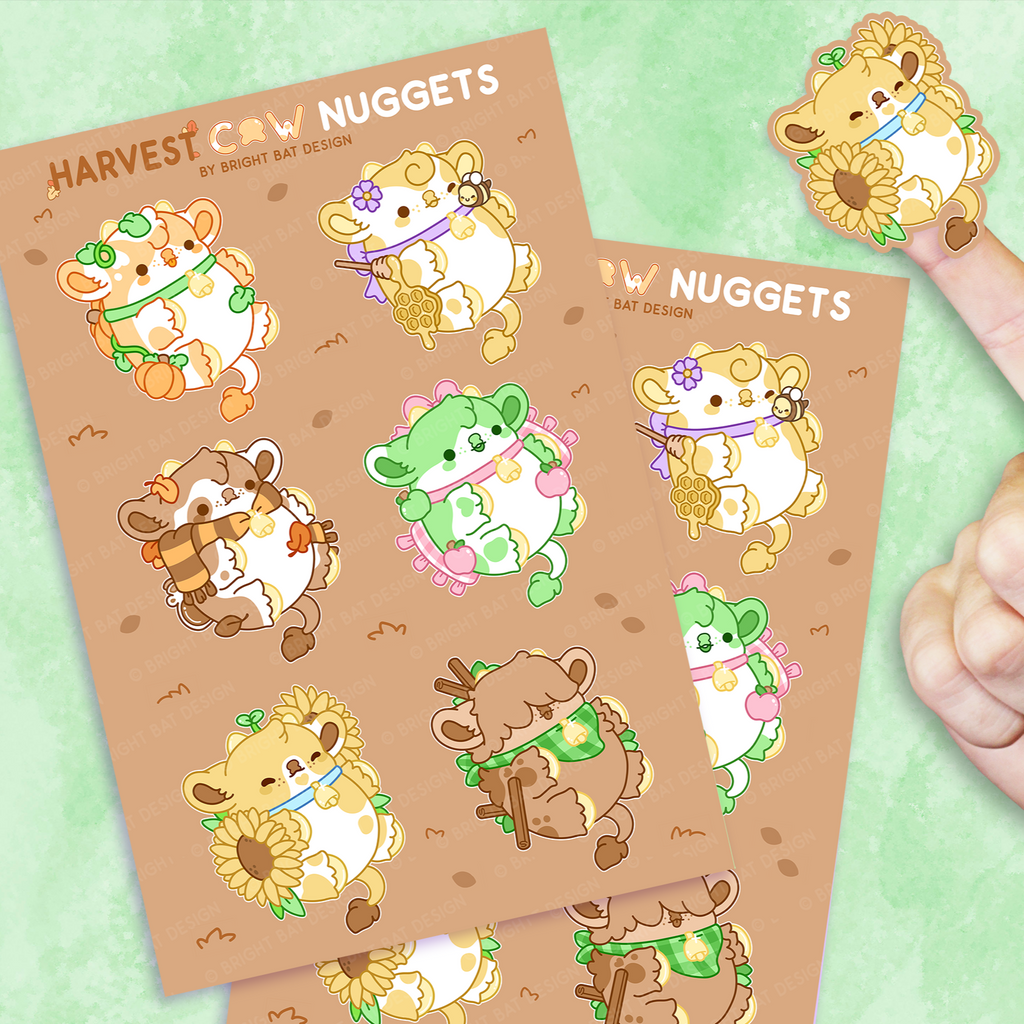 Harvest Cow Nuggets Sticker Sheets (2 Pack)