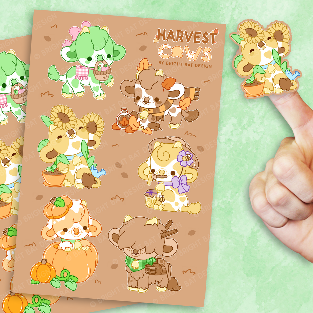 Harvest Cow Sticker Sheets (2 Pack)