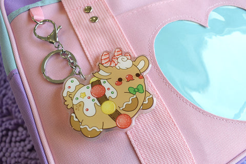 Gingerbread Rudolph Charm Keychain / Ornament