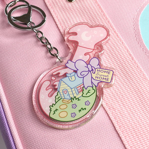 Home Sweet Home in a Bottle Charm Keychain