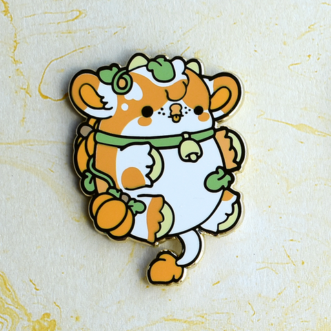 Latte the Pumpkin Cow Nugget Enamel Pin