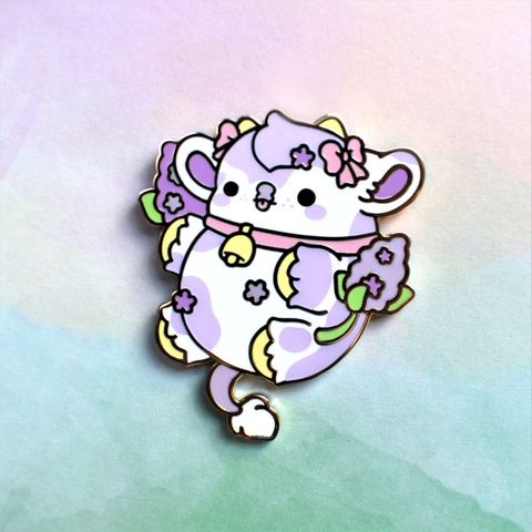 Bloom the Lilac Cow Nugget Enamel Pin