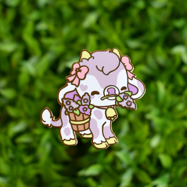 Bloom the Lilac Cow Enamel Pin