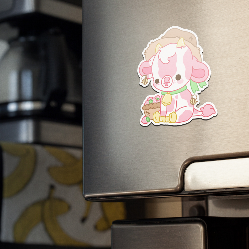 Shortcake Strawberry Cow Magnet – Bright Bat Design