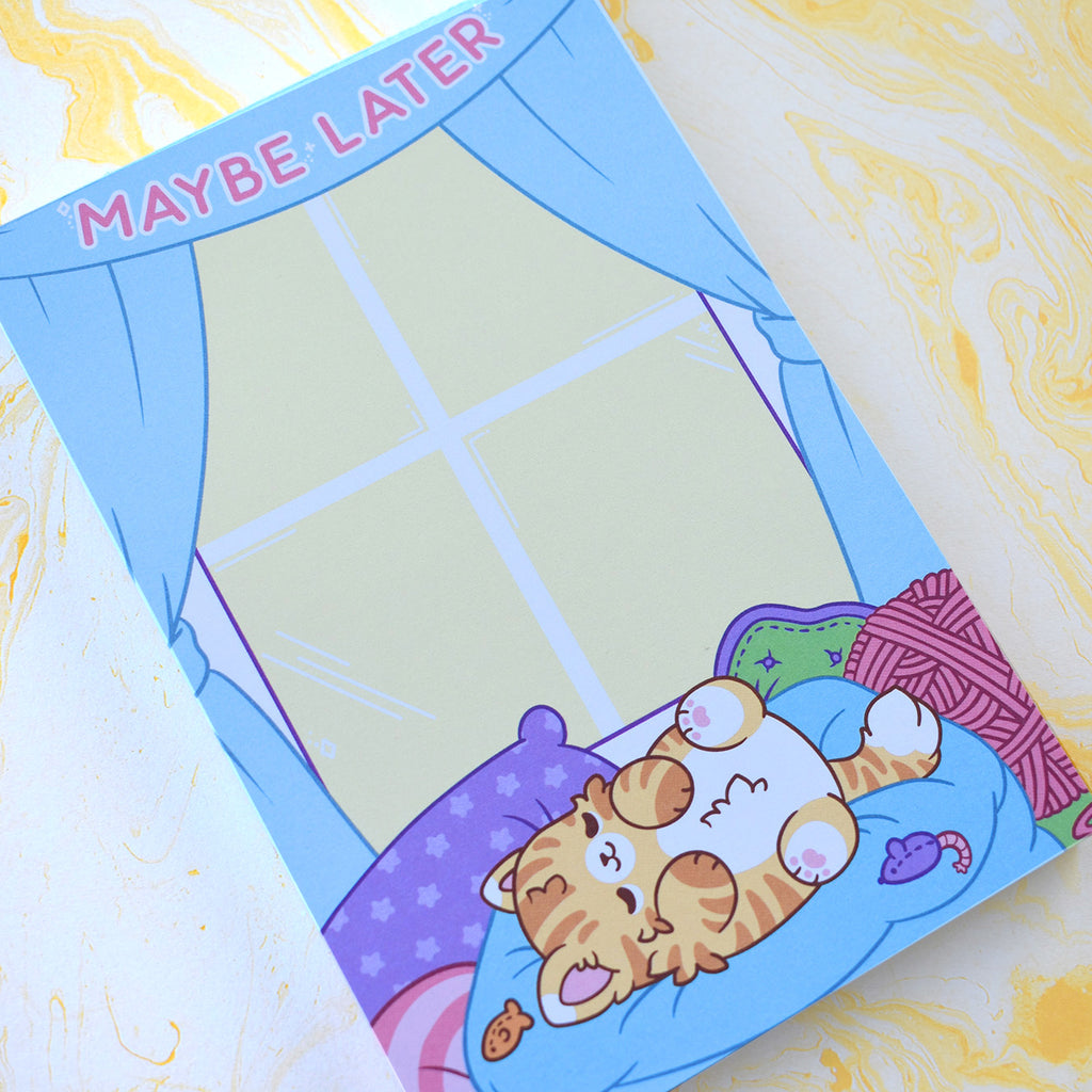 Maybe Later Lazy Cat Notepad