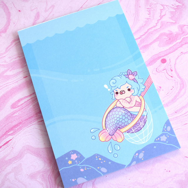 Caught Mermaid Notepad – Bright Bat Design