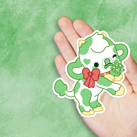 Smooch the Mistletoe Cow Vinyl Sticker