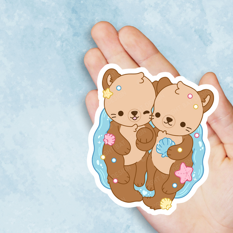 Otter Couple Vinyl Sticker