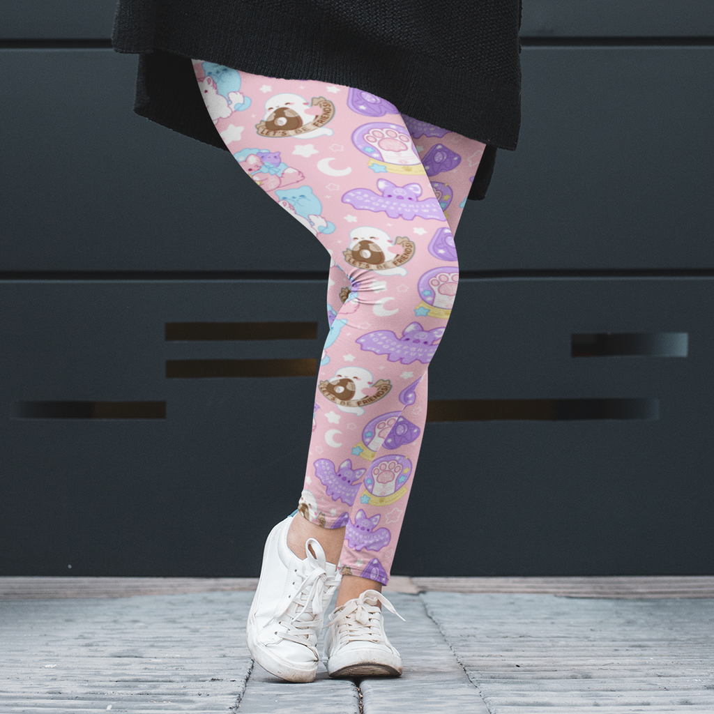 Pastel Paranormal Nuggets Plus Size Leggings Bright Bat Design