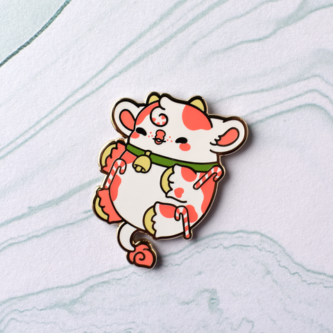 Swirl the Peppermint Cow Nugget Enamel Pin