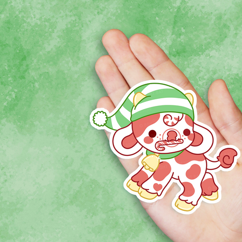 Swirl the Peppermint Cow Vinyl Sticker