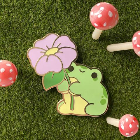 Flower Frog Nugget Enamel Pin