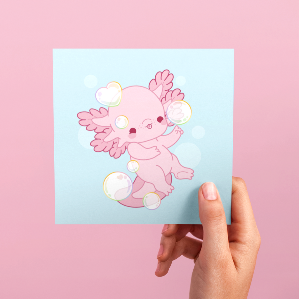 Rainbow Axolotl Greeting Card