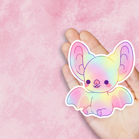 Rainbow Bright Bat Mascot Vinyl Sticker