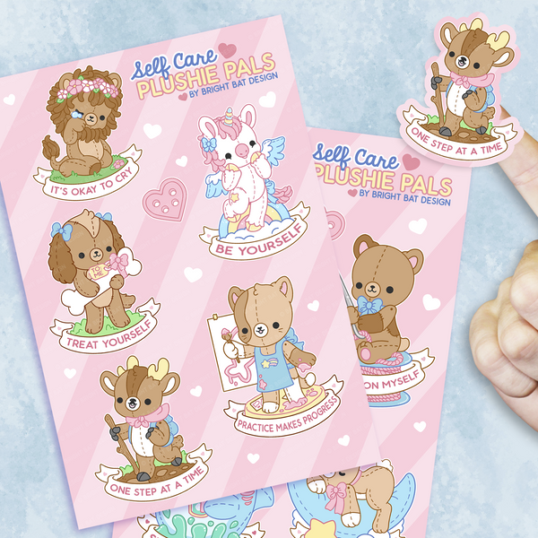 Self Care Plushie Pals Sticker Sheets (2 Pack)