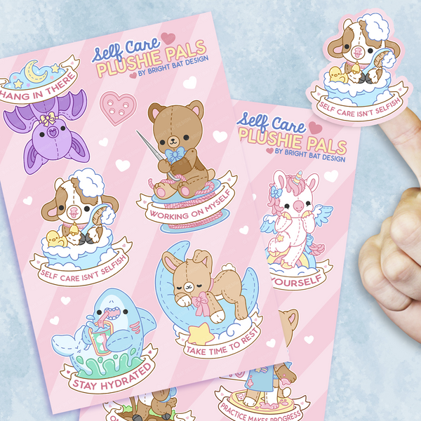 Self Care Plushie Pals Sticker Sheets (2 Pack)