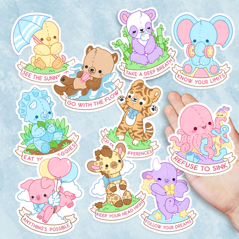 Self Care Plushie Pals 2 Vinyl Sticker Set