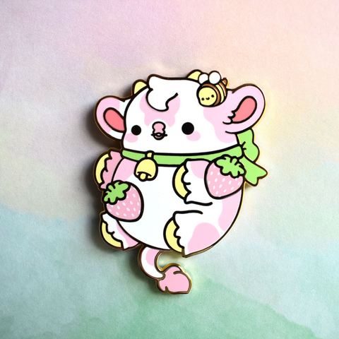 Shortcake the Strawberry Cow Nugget Enamel Pin