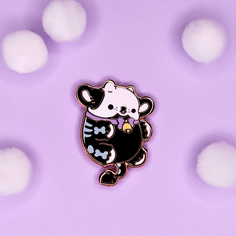 Rattle the Skeleton Cow Nugget Enamel Pin