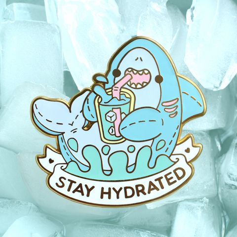 Stay Hydrated Shark Enamel Pin