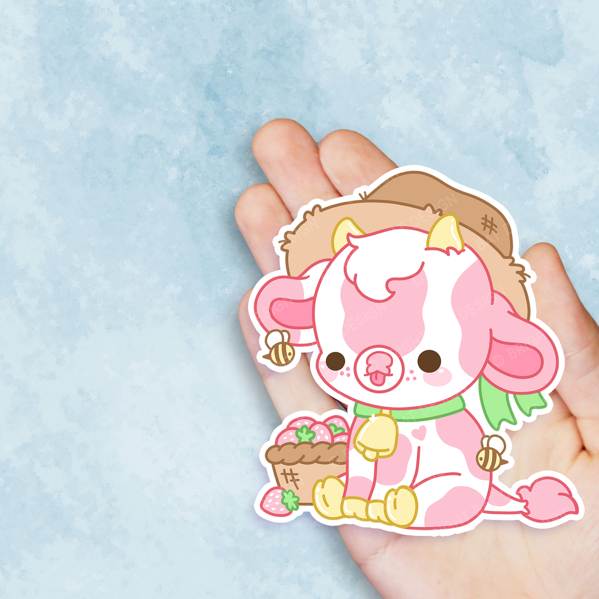 Shortcake the Strawberry Cow Vinyl Sticker – Bright Bat Design