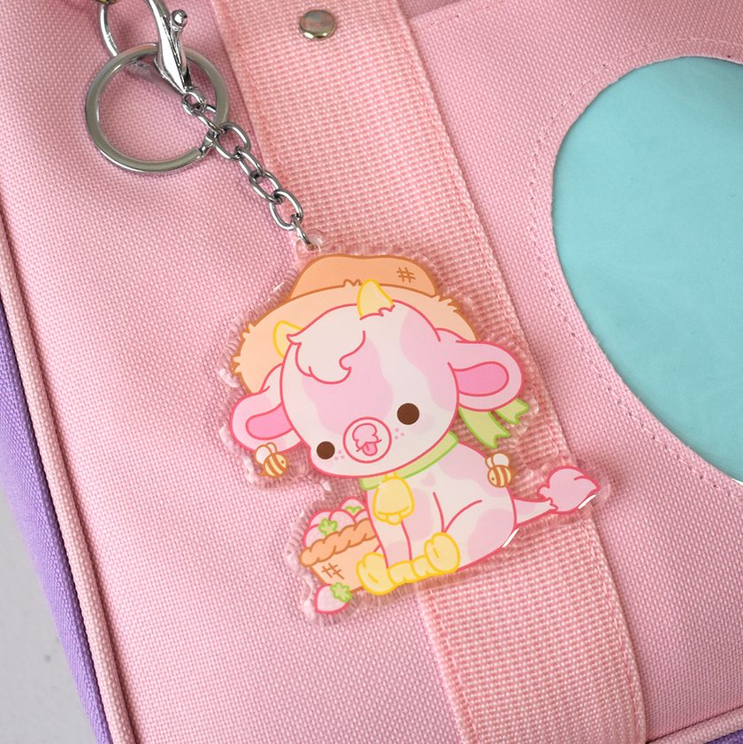 Shortcake the Strawberry Cow Charm Keychain – Bright Bat Design