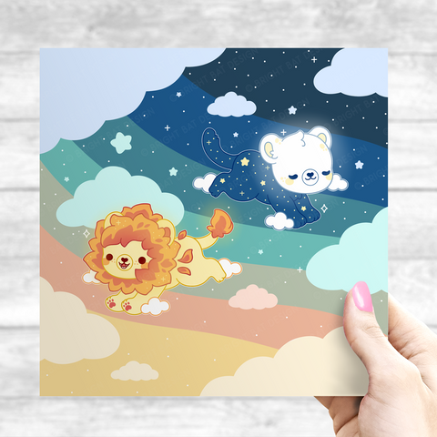 Sun & Moon Lions Print