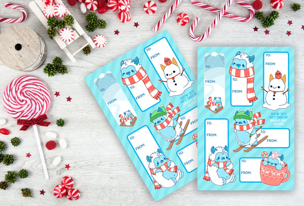 Snow Yeti Gift Tag Sheets (2 Pack)