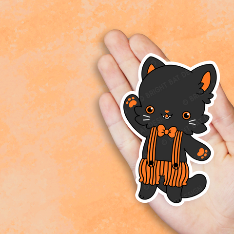 Vintage Halloween Black Cat Vinyl Sticker