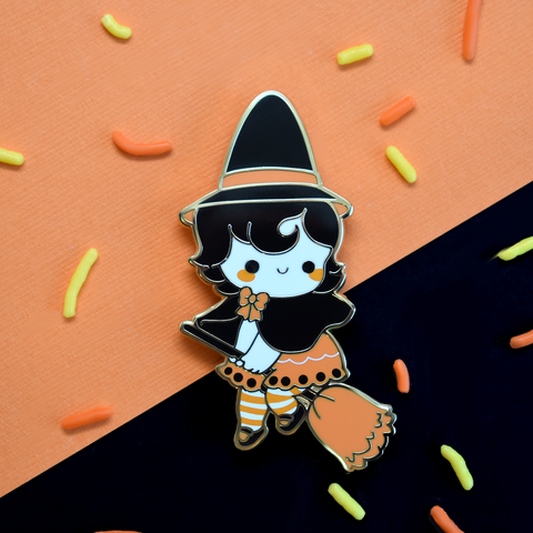 Vintage Halloween Witch Enamel Pin