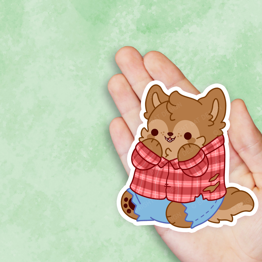 Werewolf Nugget Vinyl Sticker – Bright Bat Design