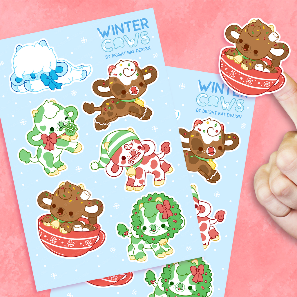 Winter Cows Sticker Sheets (2 Pack)