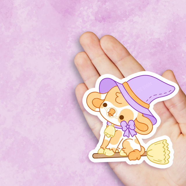 Hex the Witch Cow Vinyl Sticker – Bright Bat Design