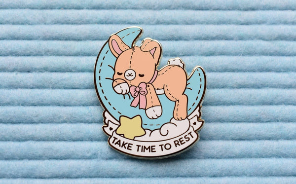 Take Time To Rest Bunny Enamel Pin