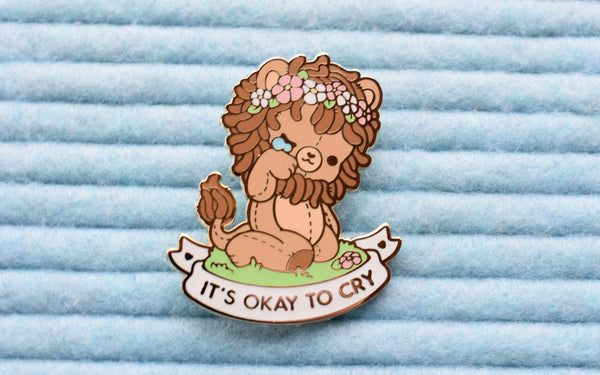 It's Okay To Cry Lion Enamel Pin