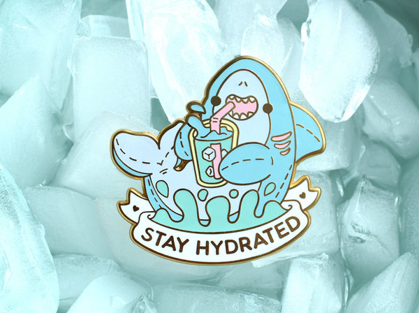 Stay Hydrated Shark Enamel Pin