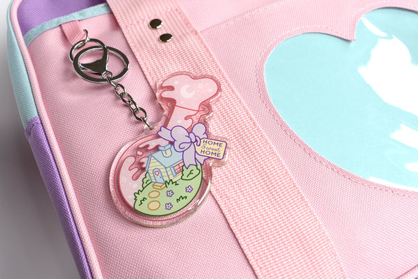 Home Sweet Home in a Bottle Charm Keychain